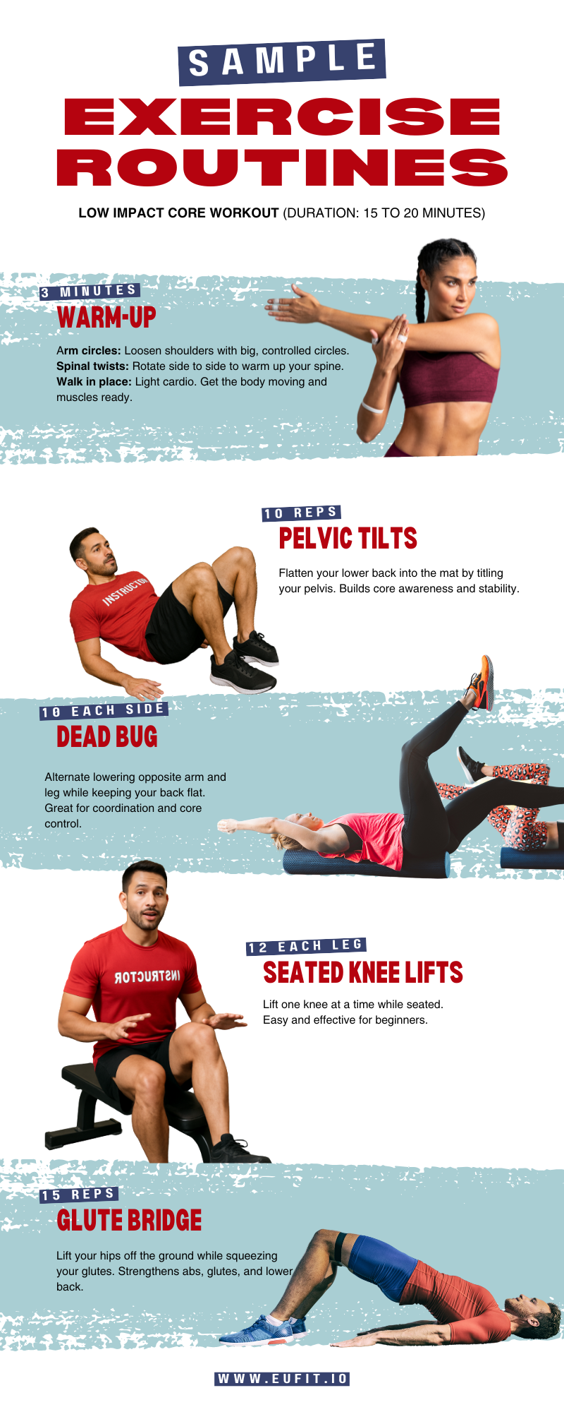 low impact core exercise routine sample