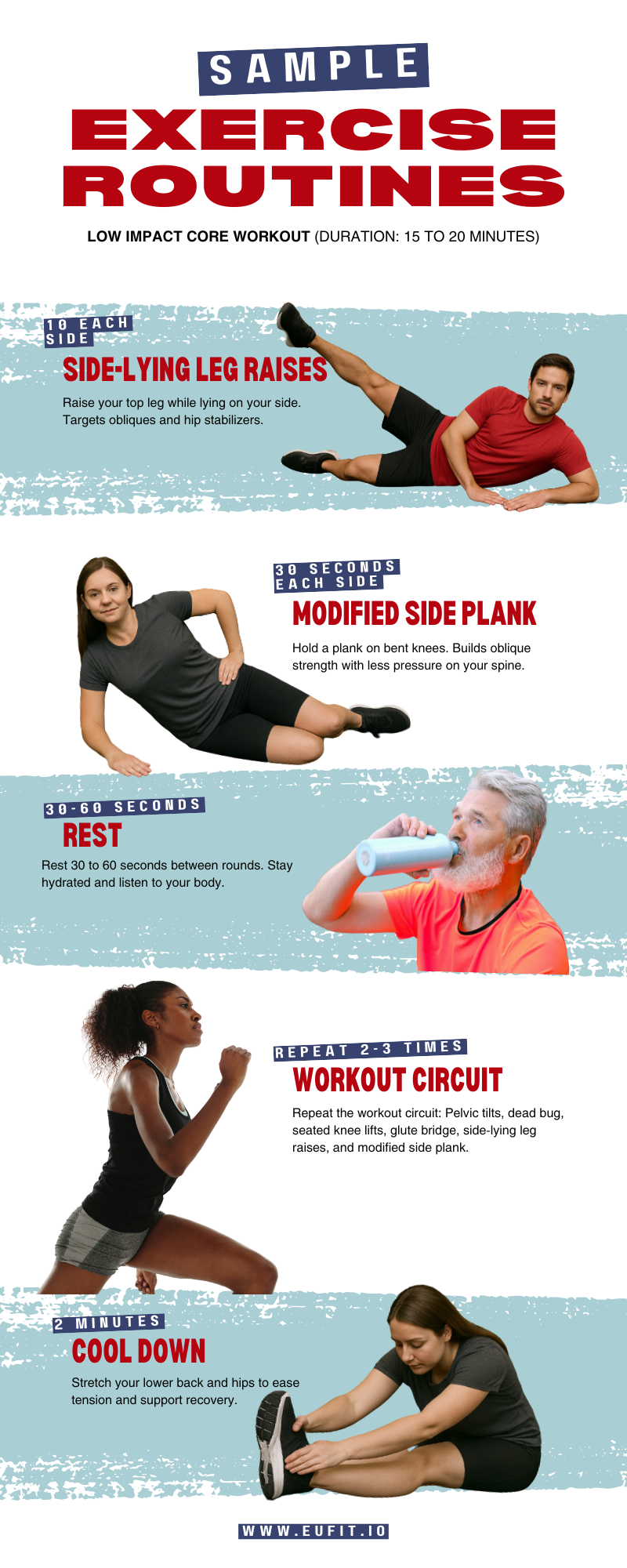 low impact core exercise routine sample