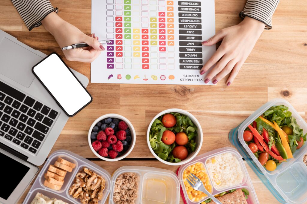 calorie deficit for beginners - guide overlay of table and food