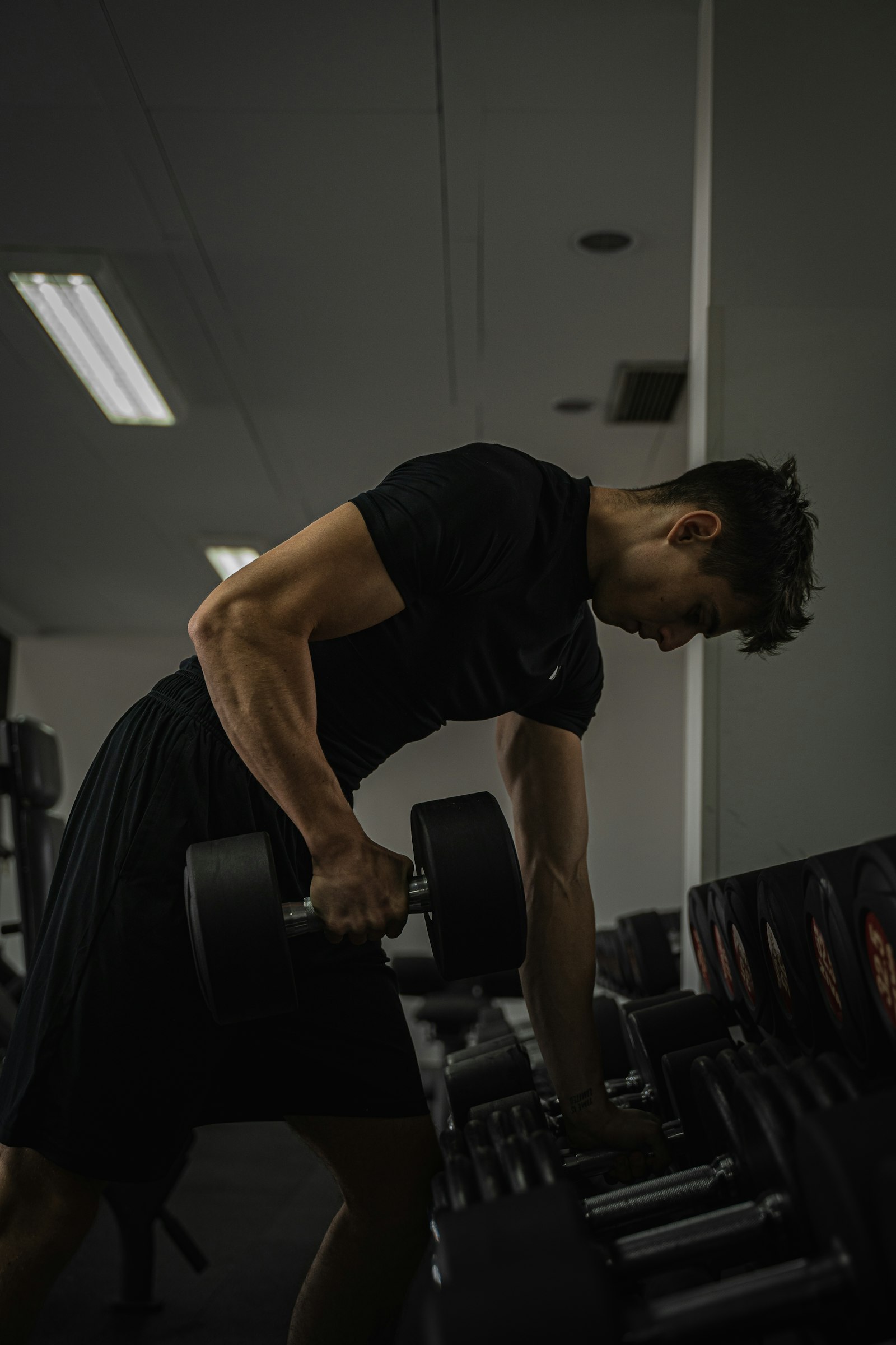 Man doing a one-arm dumbbell row