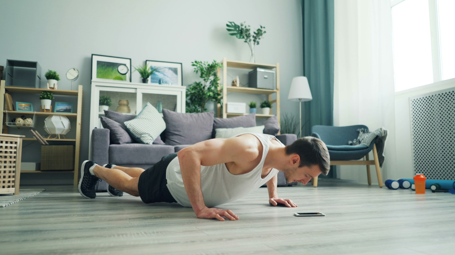 Man doing push-ups on the floor